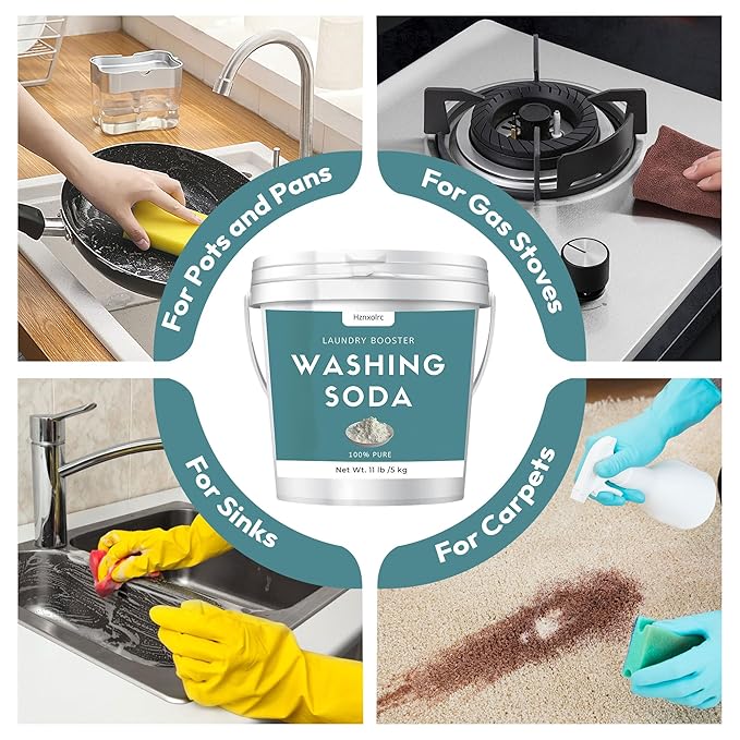 11 lb Sodium Carbonate Washing Soda, Super Washing Soda For Laundry, 100% Pure, Household Cleaner, Ideal For Cleaning Kitchens And Bathrooms, Washing Soda For Dishwasher