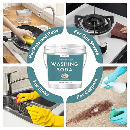 11 lb Sodium Carbonate Washing Soda, Super Washing Soda For Laundry, 100% Pure, Household Cleaner, Ideal For Cleaning Kitchens And Bathrooms, Washing Soda For Dishwasher