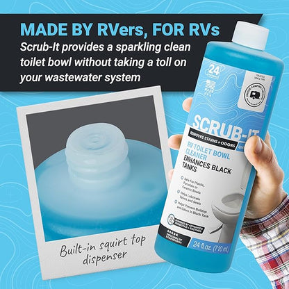 Unique Scrub-It RV Toilet Bowl Cleaner Liquid - Helps Remove Stink, Stains and Debris - Safe on All Toilet Types (24 oz) Amazon Exclusive Packaging