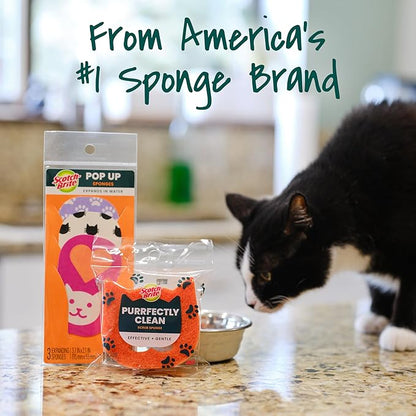 Scotch-Brite Cat Pop Up Non-Scratch Sponges, Limited Edition,Expands in Water,3 Pack