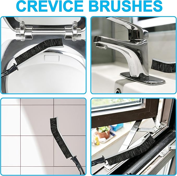 14Pcs Crevice Cleaning Brush Set, Hard Bristle Scrub Brushes Tools, V Shape Grout Cleaner Brush, Multi-Purpose Cleaning Tool for Cleaning Kitchens, Bathrooms, Tile, Sinks, Cups, Straws, and Windows