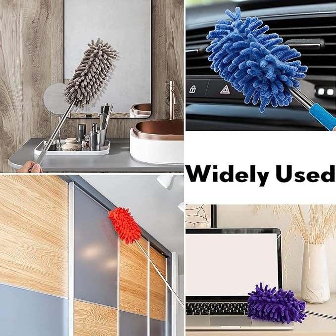 11'' to 31'' Extendable Telescoping Microfiber Duster Bendable Brush Washable Dusting Brush for Office Home Car