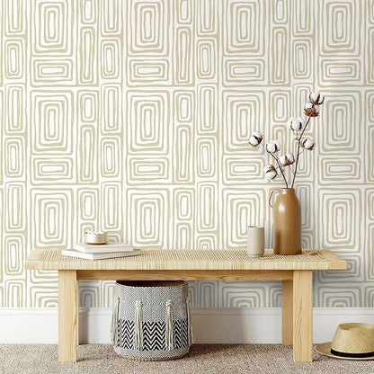 GloryTik Peel and Stick Wallpaper Boho Modern Beige Contact Paper Peel and Stick Wall Paper Removable Self Adhesive Geometric Wallpaper for Bathroom Bedroom Cabinets Decor Vinyl 16.14"x78.7"