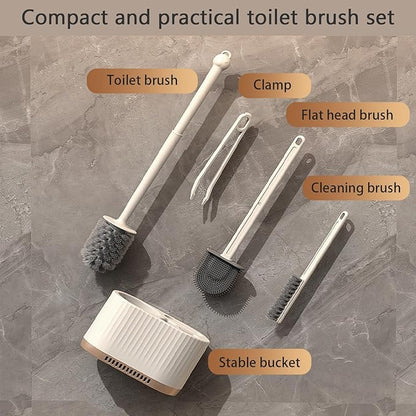 Basaza Toilet Brush and Holder Set Toilet Bowl Cleaning Brush and Holder for Bathroom 4 in 1 Light Green Toilet Bowl Cleaner Brushes & Holders Bathroom Accessories Floor Standing or Wall Mounted