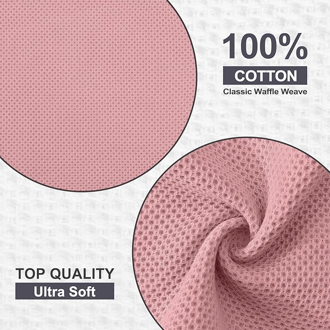 Kitinjoy 100% Cotton Waffle Weave Kitchen Hand Towels (13 X 28 Inches, Dried Roses), 4-Pack Super Soft and Absorbent Dish Towel for Drying Dishes
