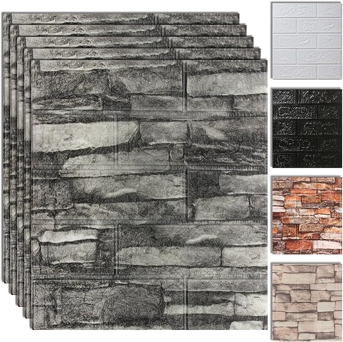 30PCS 3D Wall Panels Peel and Stick Foam, Self-Adhesive Decorative 3D Brick Wallpaper Wall Covering, Faux Stone Wall Panel Foam Brick for Living Room, Kitchen, Bathroom