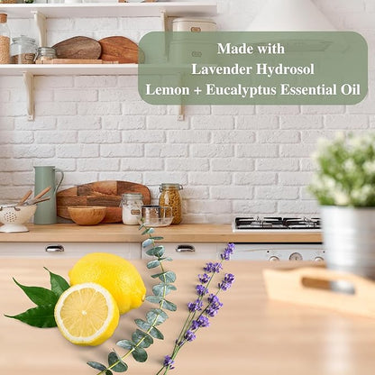 Natural All Surface Multi-Purpose Cleaning Spray - Made in the USA with Lavender Hydrosol, Lemon & Eucalyptus Essential Oils, Ideal for Kitchen, Bathroom, Windows, Stainless Steel Surfaces, 18.5oz