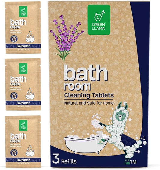 Green Llama Bathroom Refill 3-Pack - Certified Compostable Packaging, Natural Cleaning Solution for Bathrooms - Eco-Friendly and Sustainable