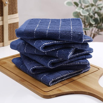 Homaxy 100% Cotton Terry Kitchen Dish Cloths, Ultra Soft and Absorbent Dish Towels for Kitchen, Suitable for Drying and Washing Dishes, 24 Pack, 12 x 12 Inches, Navy Blue