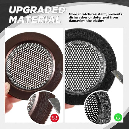 Mudder 3 Pcs Kitchen Sink Drain Strainer and Stopper Stainless Steel Garbage Disposal Plug with Handle Universal Anti-Clogging Kitchen Sink Filter Sieve Basket Strainer(Black Texture)