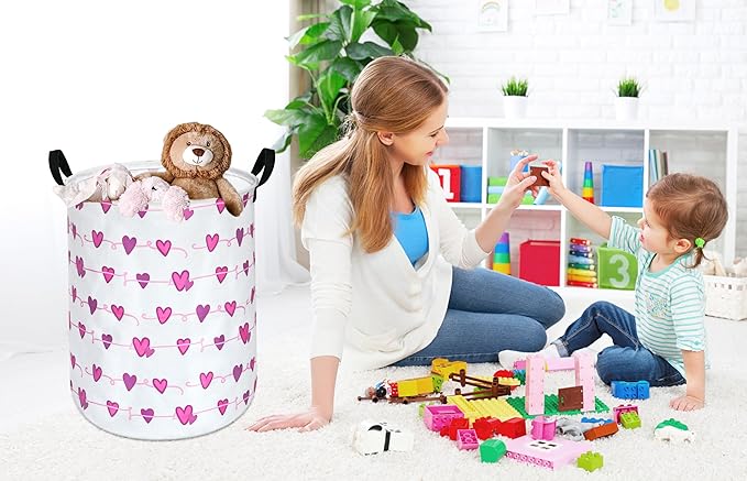 Round Laundry Hamper Storage Basket Bins Clothes Nursery Hamper for Home, Gift Storage Bins with Handles