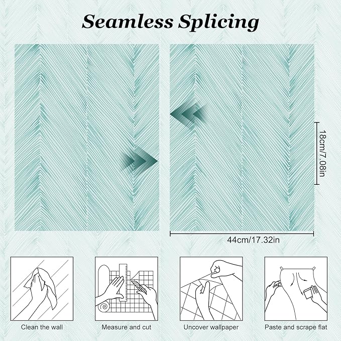 Modern Peel and Stick Wallpaper Boho Green Contact Paper 17.3"x 200" Self-Adhesive Waterproof Neutral Wallpaper Vinyl Roll for Bathroom Bedroom Cabinets Décor