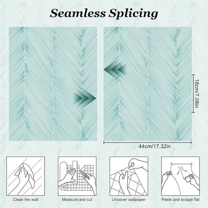 Modern Peel and Stick Wallpaper Boho Green Contact Paper 17.3"x 480" Self-Adhesive Waterproof Neutral Wallpaper Vinyl Roll for Bathroom Bedroom Cabinets Décor