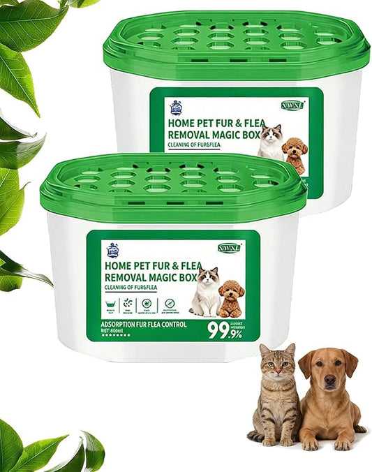 Home Pet Fur & Odor Removal Magic Box, 360° All-Round Airborne Hair Collector, Full-Angle Floating Fur & Dander Trap, Powerful All-Direction Pet Hair Removal and Deodorization (2 PCS)