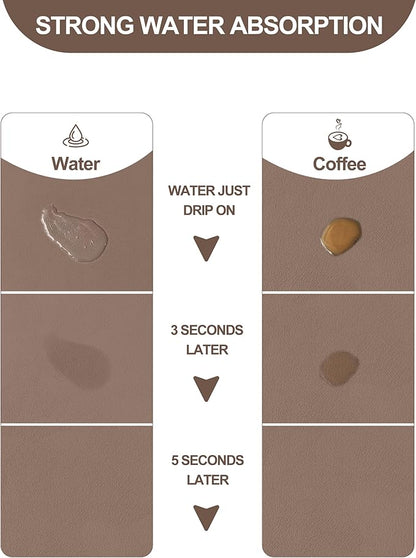 Dish Drying Mat for Kitchen Counter, 12"x19" Dish Drying Pad with Non-slip Rubber Backed, Hide Stain Anti Absorbent for Kitchen Counter, Drying Mat for Coffee Machine Dish Rack (Brown)