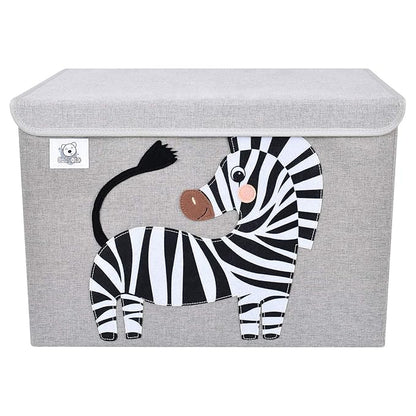 CLCROBD Foldable Large Kids Toy Chest with Flip-Top Lid, Collapsible Fabric Animal Toy Storage Organizer/Bin/Box/Basket/Trunk for Toddler, Children and Baby Nursery (Zebra)