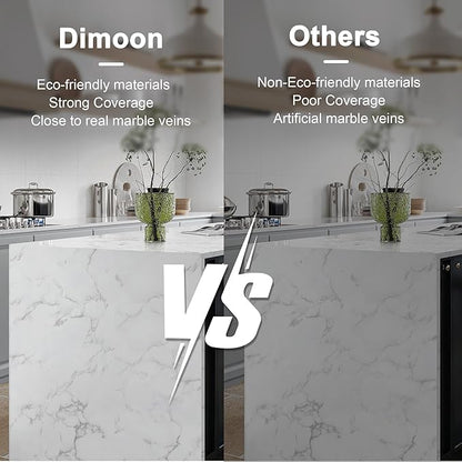 Dimoon 15.7''x161.4'' Marble Peel and Stick Wallpaper White Granite Contact Paper for Countertops Waterproof Kitchen New Environmentally Friendly Materials Thickening Upgrade Renter Friendly Vinyl