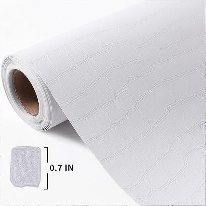Peel & Stick Wallpaper - 15.7" x 393" White Crocodile Textured Wallpaper, Easy Peel Off, Removable, Renter Friendly