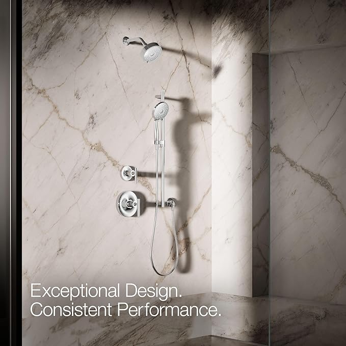 KOHLER K-22165-G-CP Forte® Multifunction Hand Shower Head, Handheld Showerhead with 3 Spray Settings, 1.75 GPM, Polished Chrome