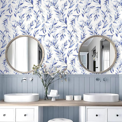 Livebor Leaf Peel and Stick Wallpaper Olive Leaf Contact Paper 17.7inch x 118.1inch Floral Leaves Wallpaper Peel and Stick Modern Farmhouse Wall Paper for Bedroom Neutral Self Adhesive Decorative