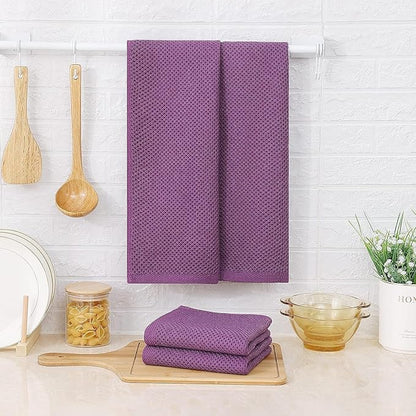 Kitinjoy 100% Cotton Waffle Weave Kitchen Hand Towels (13 X 28 Inches, Violet), 6-Pack Super Soft and Absorbent Dish Towel for Drying Dishes
