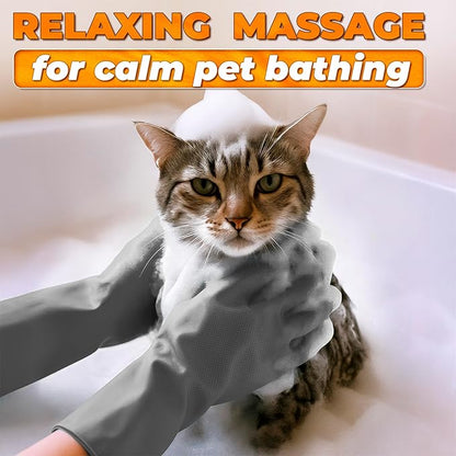 Cat & Dog Washing Gloves for Bathing – 2-in-1 Design Dog Scrubbing Gloves for Grooming, Massaging, and Paw Cleaning