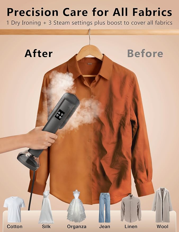 Steamer for Clothes,Portable Handheld Garment Steamer, 200ml Capacity,1000W 15s Fast Heat-UP, Leak-Proof Fabric Wrinkle Remover Ceramic Panel, 2-in-1 Dry & Wet Iron for Home and Travel -Black&Golden
