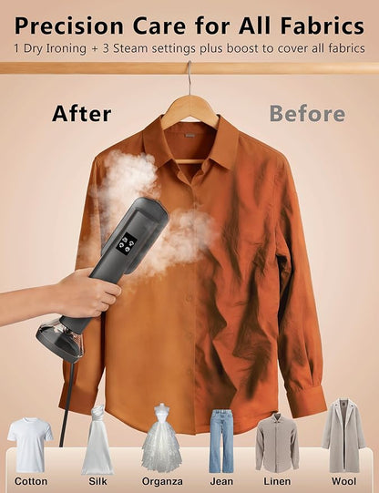 Steamer for Clothes,Portable Handheld Garment Steamer, 200ml Capacity,1000W 15s Fast Heat-UP, Leak-Proof Fabric Wrinkle Remover Ceramic Panel, 2-in-1 Dry & Wet Iron for Home and Travel -Black&Golden