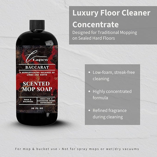 Lapew Baccarat Scented Mop Soap - Luxury Floor Cleaner Concentrate for Mopping Tile, Laminate, Vinyl & Hardwood | Streak-Free, Low-Foam | 36 oz