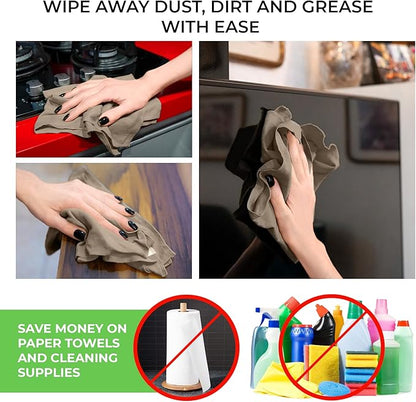 TiLO Microfiber Cleaning Cloth – 19 x 13-inch Microfiber Cleaning Cloths – Ultra-Absorbent and Reusable – Soft Polishing Cloth for Dust, Grease, Dirt – Non-Abrasive – Beige