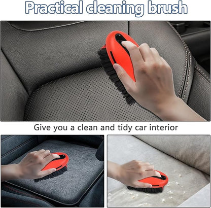 Carpet and Upholstery Cleaning Brush, Stiff Bristle Scrub Brush for Floor Mats, Car Carpet Scrubber with Comfortable Handle, Cleaning Detailing Brush for Car Interior and Home (Red)