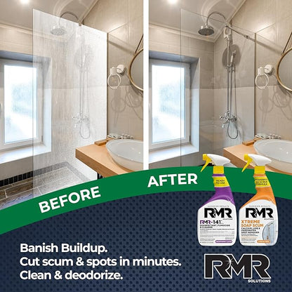RMR Polish & Protect Bundle – Xtreme Soap Scum Remover + RMR-141 EPA Registered Mold & Mildew Spray, 2-Step Clean & Disinfect System for Buildup, Hard Water, Tile, Surfaces, Glass, 2–32 Oz Bottles