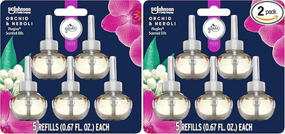 Glade PlugIns Refills Air Freshener, Scented and Essential Oils for Home and Bathroom, Orchid & Neroli, Fresh Collection 3.35 Fl Oz, 5 Count (Pack of 2)