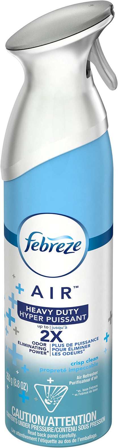 Febreze Air Mist Air Freshener Spray, Odor-Fighting Room Spray, Air Fresheners for Home and Bathroom and Kitchen, Aerosol Can, Heavy Duty Crisp Clean Scent, 8.8oz, 1 Count