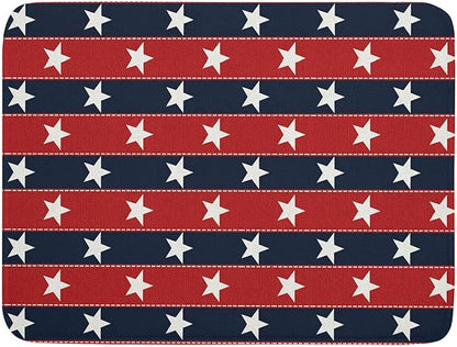 Patriotic Star Stripes Red Blue Dish Drying Mat For Kitchen Counter 4th of July Independence Memorial Day USA Microfiber Absorbent Drying Mats Reversible Kitchen Countertop Drainer Pad 18x24 Inch