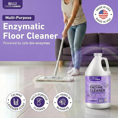 Creative Scents Multipurpose Enzyme Cleaner & Odor Remover | Deodorizer for Floor, Carpet, Drain, Pipes | Pet Urine Odor Eliminator | Cleaner for Cat Urine & Dog Poop | Half Gallon - Calming Lavender