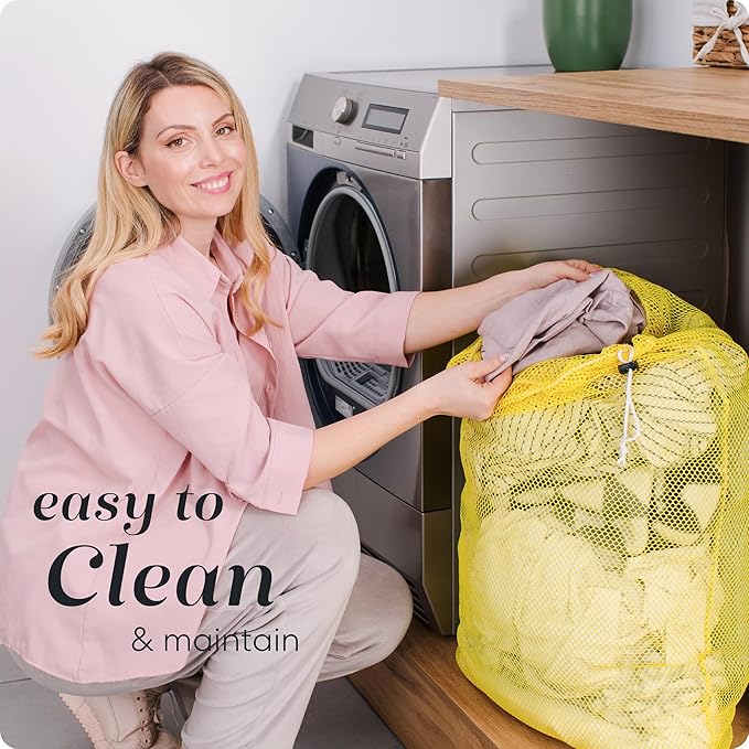 Handy Laundry Mesh Laundry Bag, Extra Large 24" x 36" – Heavy Duty, Durable Polyester with Secure Drawstring Closure, Machine Washable, Ideal for Delicates, College Dorms, Travel, Storage – Yellow