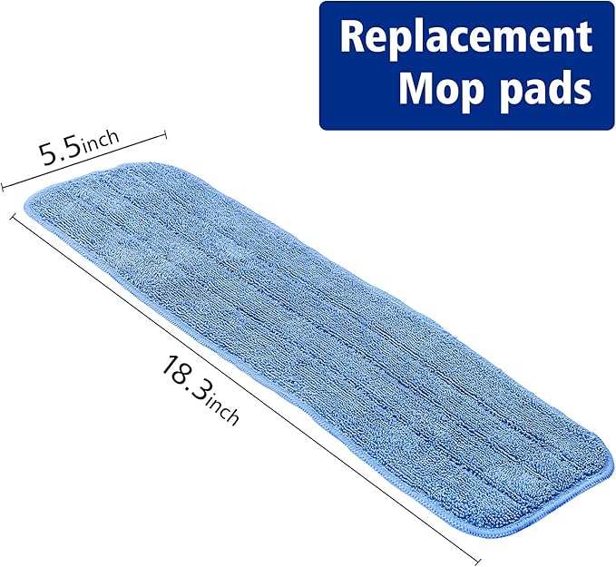 Replacement Washable Microfiber Absorbing Mop Head - Compatible with E-Cloth Deep Clean Mop Head, Wet & Dry Cleaning Cloth Refills for All Hard-Floor (Blue) 6Pack