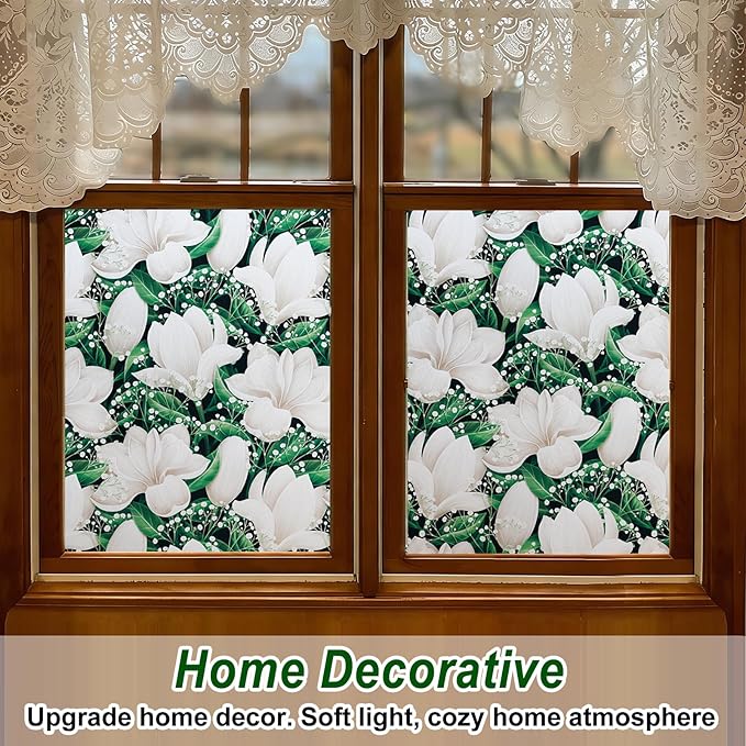 Frosted Glass Window Film, Heat Insulation, UV Block, Anti-Glare, One Way Privacy Tint, Static Cling for Home Bathroom Door, Renter Friendly, Day & Night Privacy