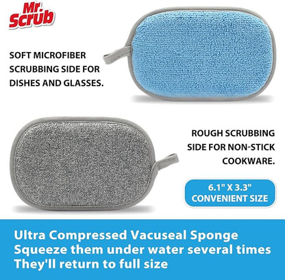 Sponges Kitchen Dish Sponge for Washing Dishes Cleaning Kitchen, All-Purpose, 3 Pack, Non Scratch, Rough Scrubbers Side for Non-Stick Cookware, Soft Microfiber Scrub Side for Dishes, Mr. Scrub