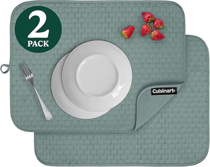Cuisinart Dish Drying Mats for Kitchen Counter - (2) 18" x 24" Ultra Absorbent Dish Drying Mat XL - Foldable, Machine Washable, Fast Drying Dish Mat (Cascading Check)