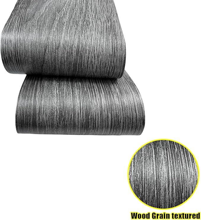 Teemall 10M Black Wood Grain Removable PVC Waterproof Border Wall Decor Removable Self Adhesive Kitchen Bathroom Tiles Sticker Wallpaper 4.2x390 (Dark Gray, 2" x 390")