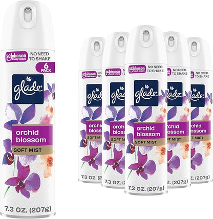 Glade Air Freshener Room Spray, Orchid Blossom Scent, Odor Fighting to Deliver Long Lasting Freshness, 7.3 Oz, 6 Count