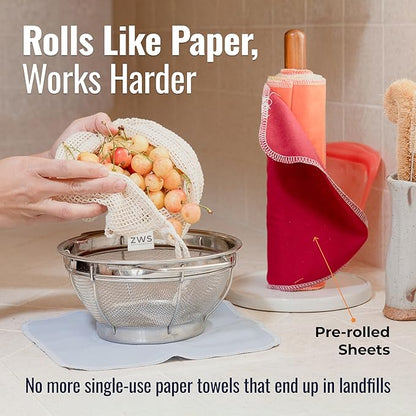 Zero Waste Reusable Paper Towels, Organic Cotton Flannel Wipes for Kitchen, Bathroom, Hand Drying, Pet Messes, and Counter Cleaning, Earth Tones, 24-Pack Gift Set