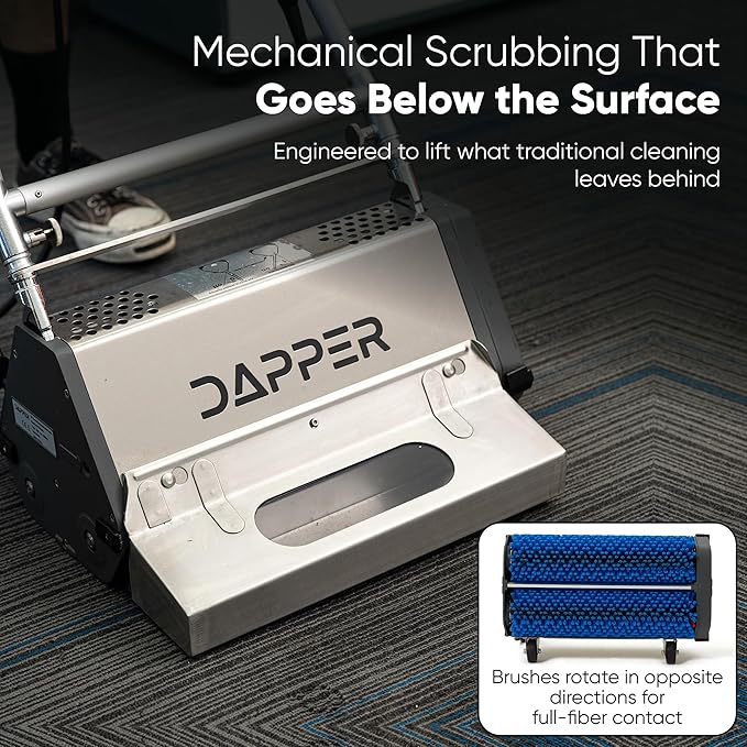 18" Counter-Rotating Brush (CRB) Commercial Carpet & Hard Floor Cleaning Machine – 450 RPM, Quiet 53 dBA, Heavy-Duty 53 lb Scrubber – Ideal for Gyms, Retail & Mid-Size Facilities