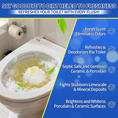Toilet Bowl Cleaner Tablets – 24 Pack | Powerful Stain Removal, Septic Safe, Lemon Scent | No Harsh Chemicals, Long-Lasting Cleaning for Toilet Bowls