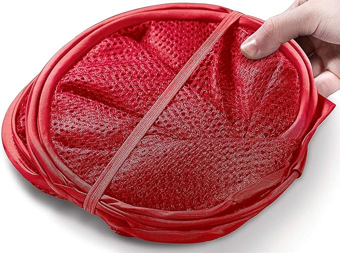 Portable Large Rectangle Laundry Basket with Carry Handles Big Heavy Duty Pop Up Nursery Clothes Hamper Folding Mesh Room Organizer Storage Red