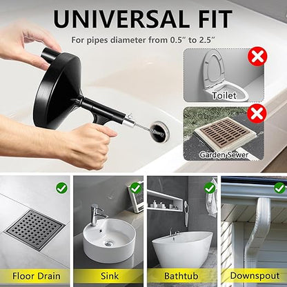 Drainsoon Drain Auger 25 Ft with Gloves, Plumbing Snake Drain Auger Hair Clog Remover, Heavy Duty Pipe Drain Clog Remover for Bathtub Drain, Bathroom Sink, Kitchen Cleaning