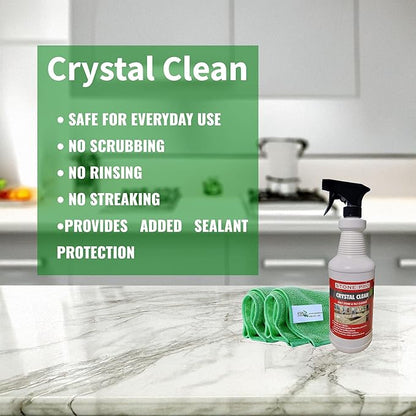 Stone Pro Marble and Granite Cleaning Kit – Premium Cleaning & Polishing Solution with Crystal Clean, Finishing Touch, & Cleanning Towels
