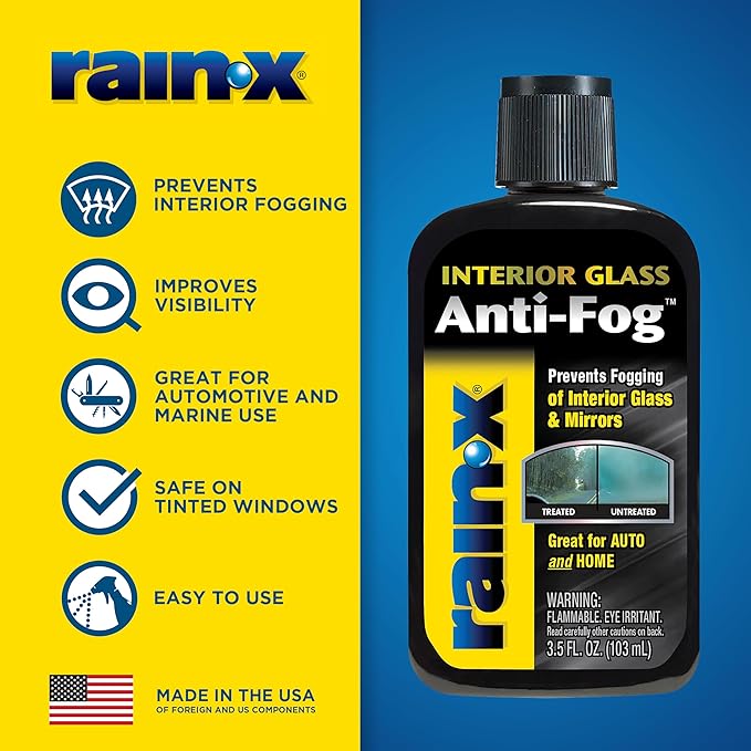 Rain-X AF21106D Glass & Mirrors Anti-Fog Treatment, Prevents Fogging & Steaming on Windshield and Visors, Improves Visibility, Great for Auto & Home